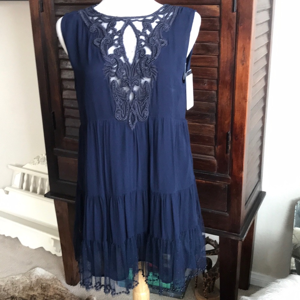 Free People navy beaded dress.